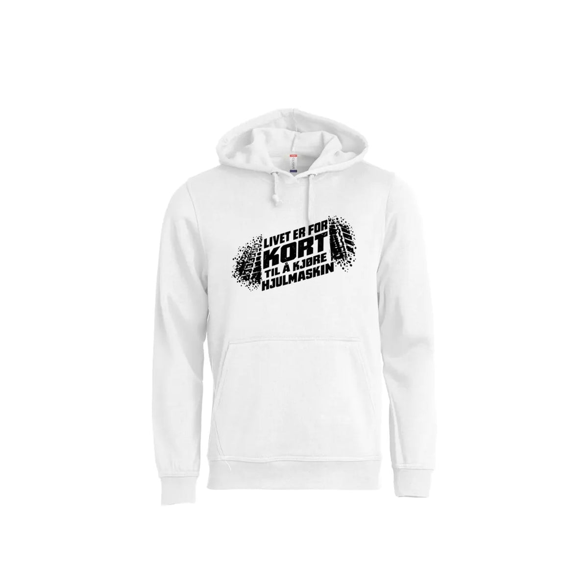 Hjulmaskin Hettegenser – Hvit – foran