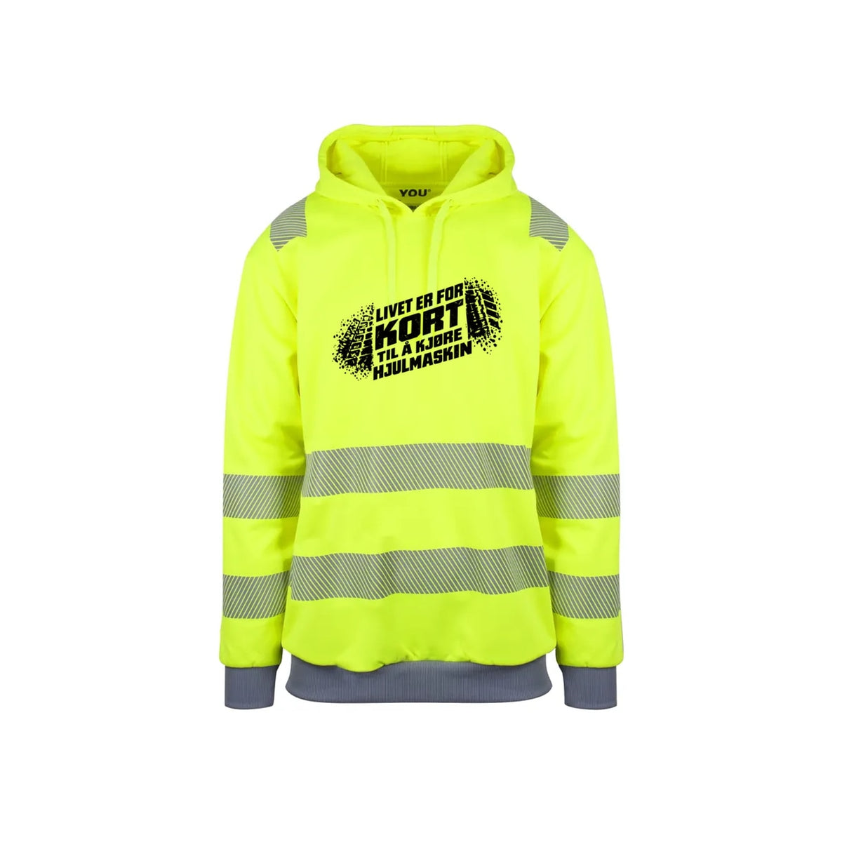 Hjulmaskin Reflekshoodie – Safety Gul – foran