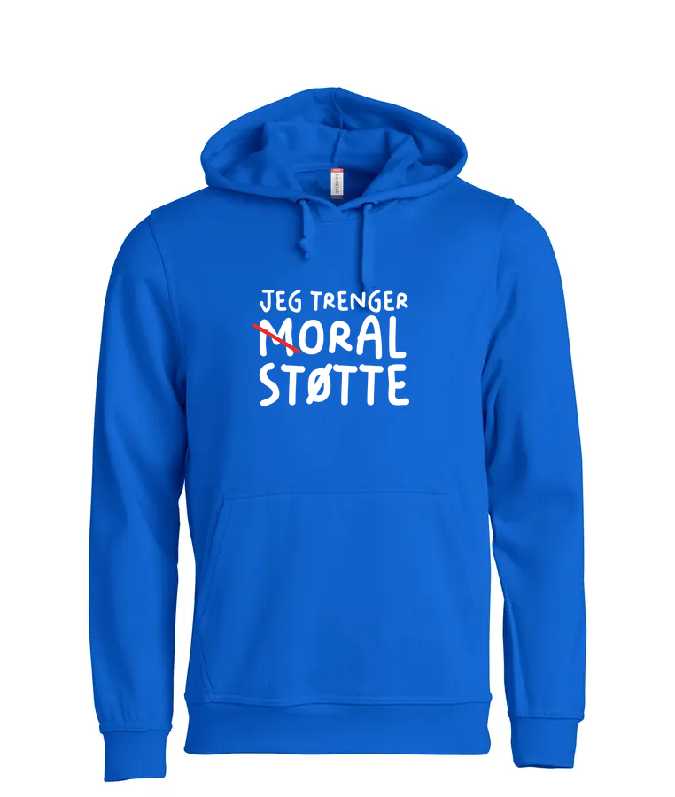Moral Støtte Hettegenser – Blå – foran