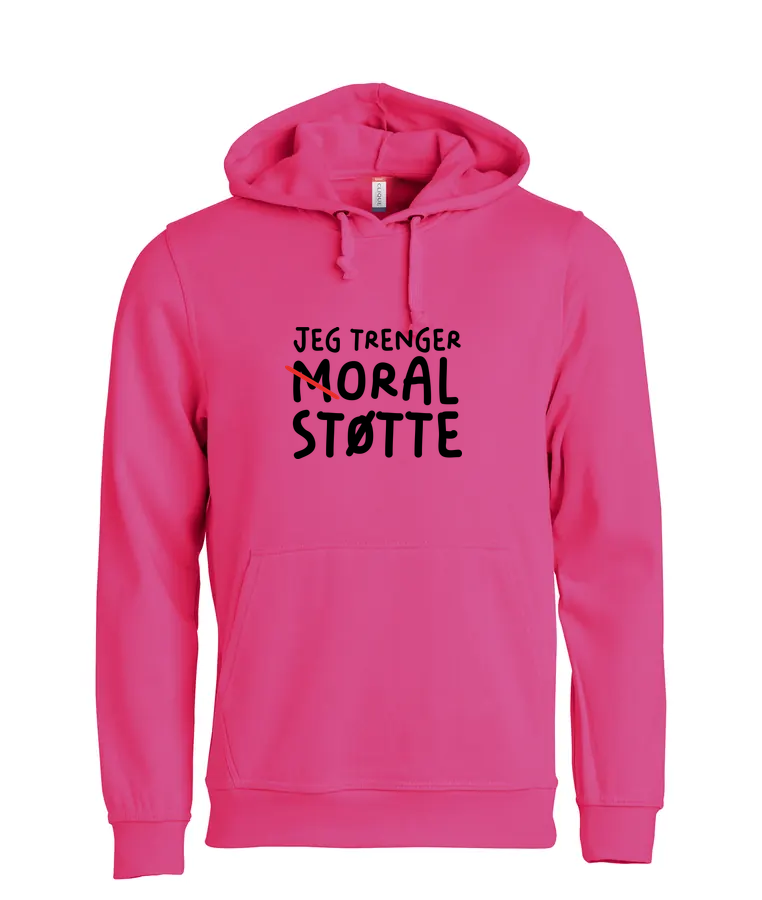 Moral Støtte Hettegenser – Rosa – foran
