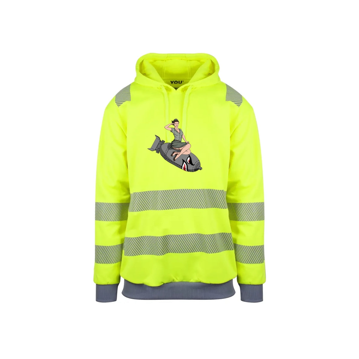 BomberChick Reflekshoodie – Safety Gul – foran