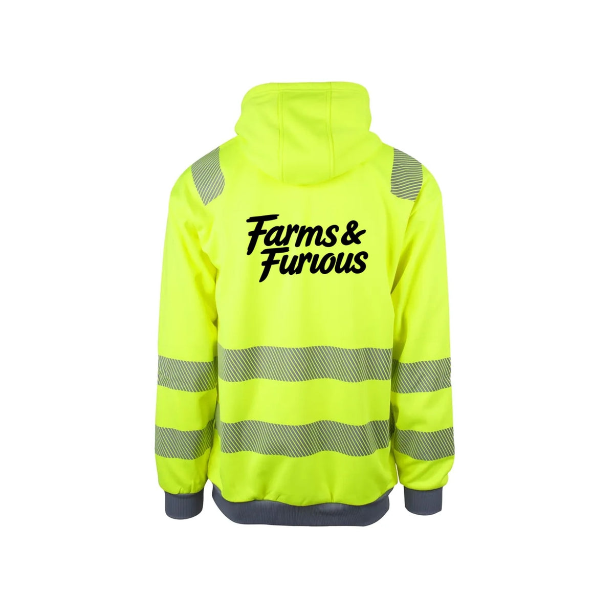 Farms & Furious Reflekshoodie – Safety Gul – bak