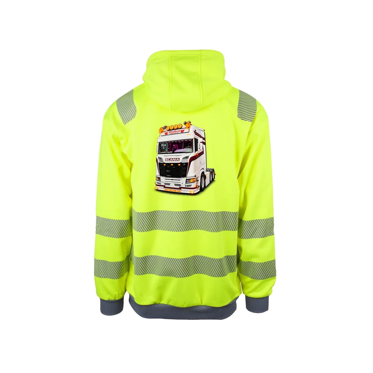 Stenhaug White Reflekshoodie – Safety Gul – bak