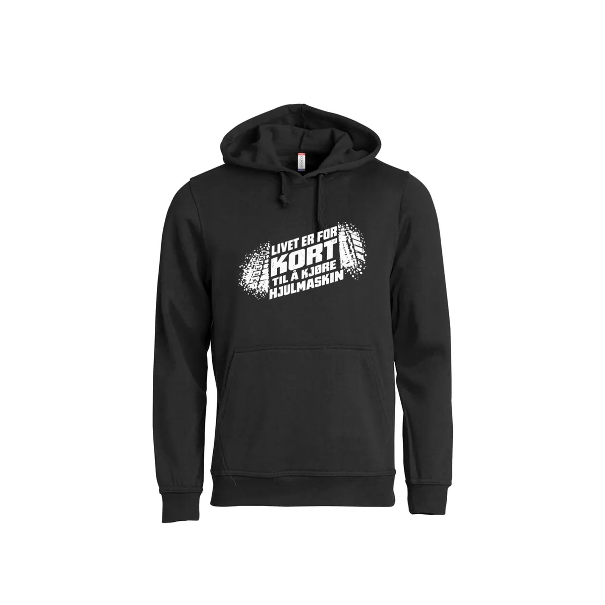 Hjulmaskin Hettegenser – Sort – foran