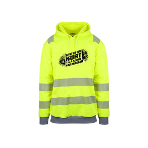 Hjulmaskin Reflekshoodie – Safety Gul – foran