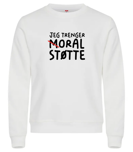 Moral Støtte Genser – Hvit – foran