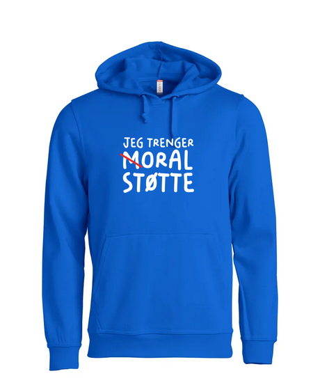 Moral Støtte Hettegenser – Blå – foran