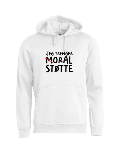Moral Støtte Hettegenser – Hvit – foran