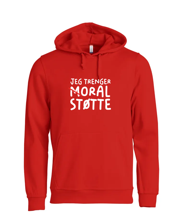 Moral Støtte Hettegenser – Rød – foran