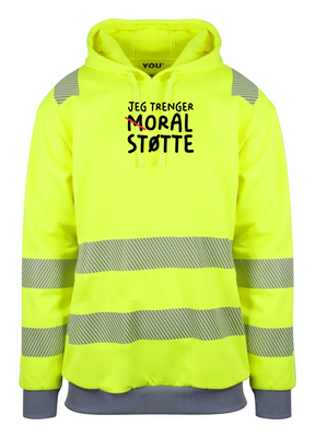 Moral Støtte Reflekshoodie – Safety Gul – foran