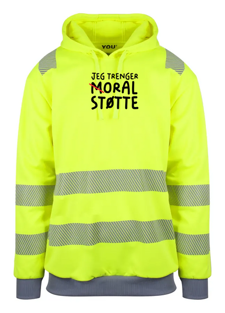 Moral Støtte Reflekshoodie – Safety Gul – foran