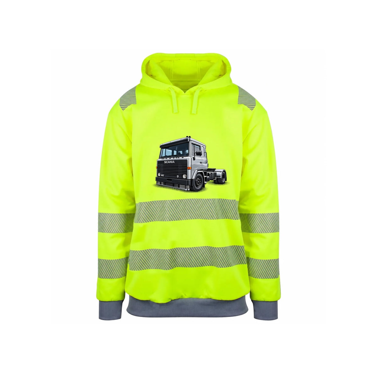 141 V8 Reflekshoodie – Safety Gul – foran