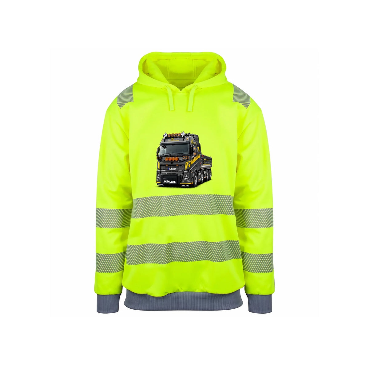 Bjøringsøy Maskin Reflekshoodie – Safety Gul – foran