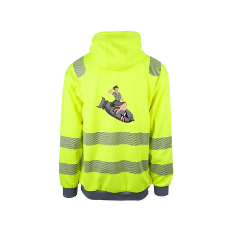BomberChick Reflekshoodie – Safety Gul – bak