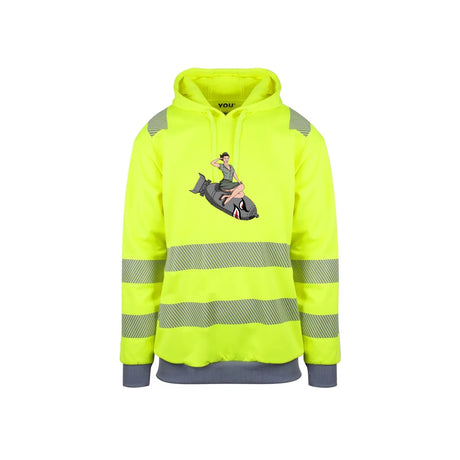 BomberChick Reflekshoodie – Safety Gul – foran