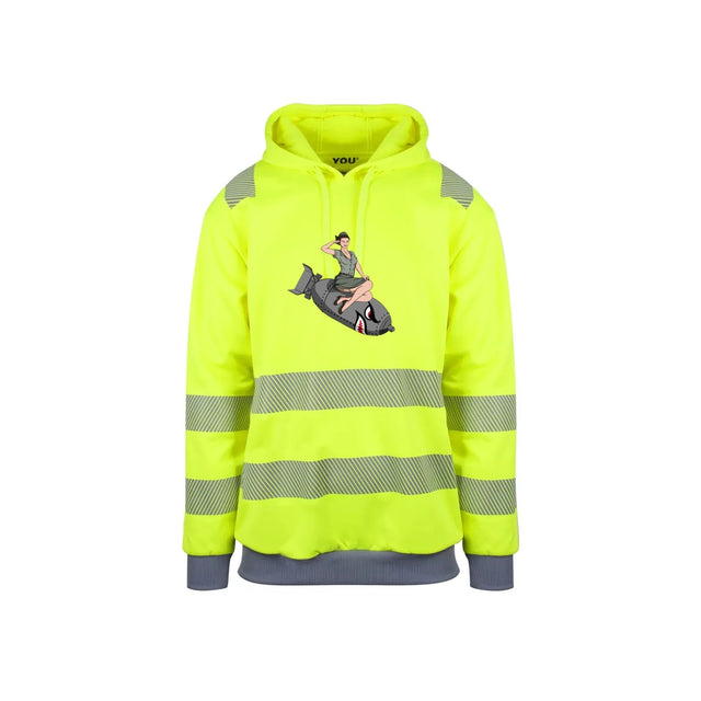 BomberChick Reflekshoodie – Safety Gul – foran