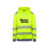 Farms & Furious Reflekshoodie – Safety Gul – foran