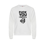 Fuck You I Drive A Volvo HVIT Genser – Hvit – foran