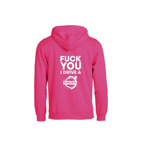 Fuck You I Drive A Volvo HVIT Hettegenser – Rosa – bak
