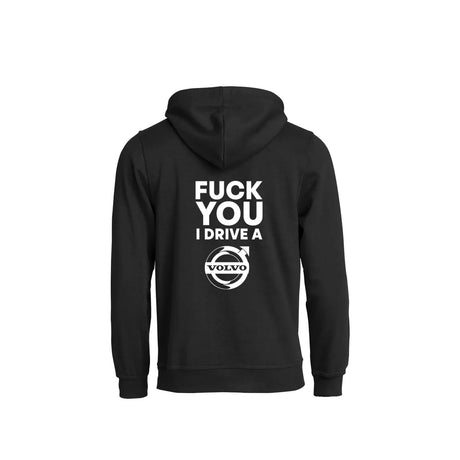 Fuck You I Drive A Volvo HVIT Hettegenser – Sort – bak