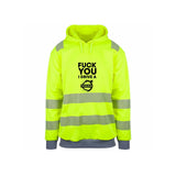 Fuck You I Drive A Volvo HVIT Reflekshoodie – Safety Gul – foran