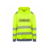 Jeg reiser alene Reflekshoodie – Safety Gul – foran
