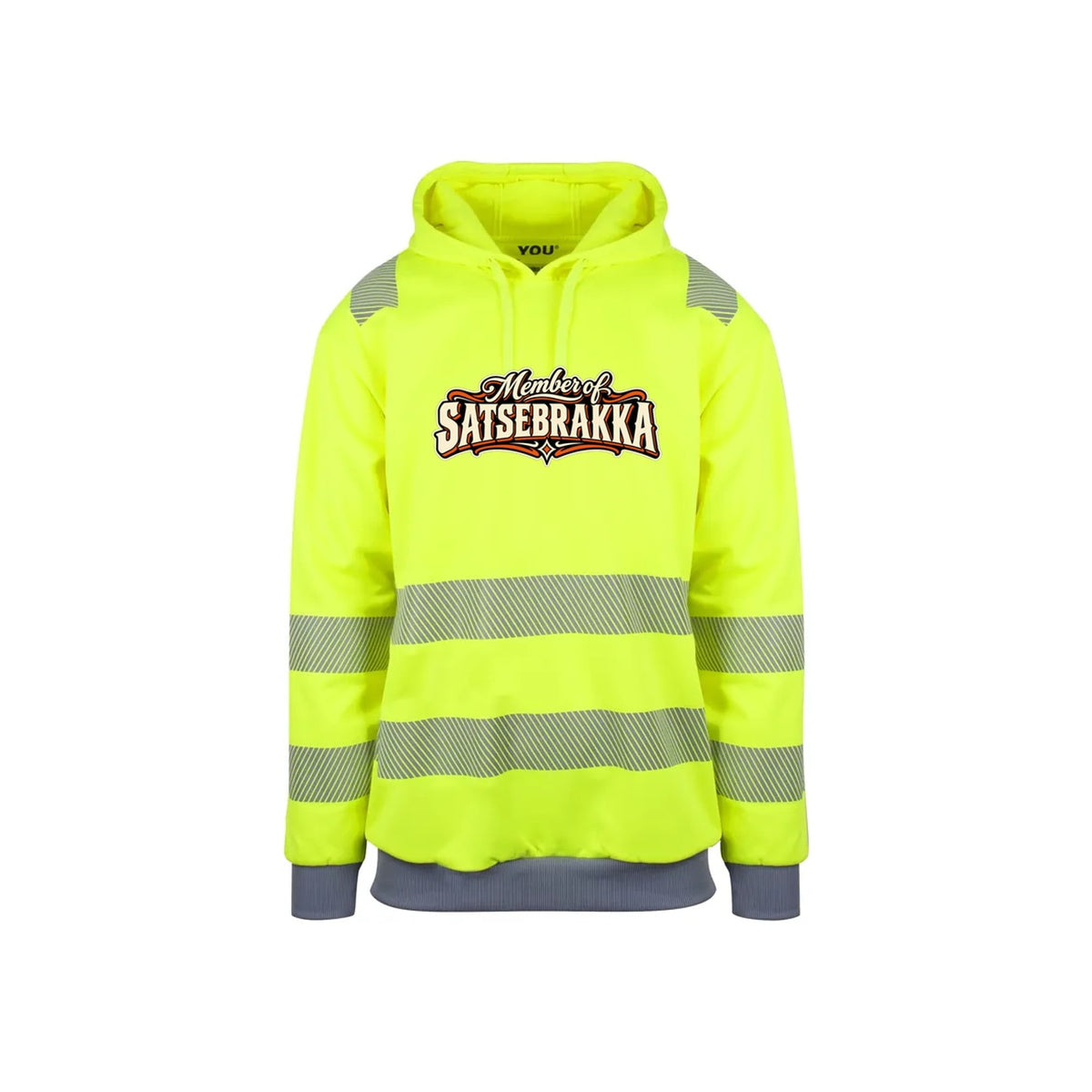 Satsebrakka Reflekshoodie – Safety Gul – foran