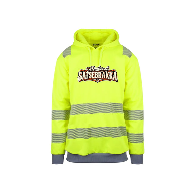 Satsebrakka Reflekshoodie – Safety Gul – foran